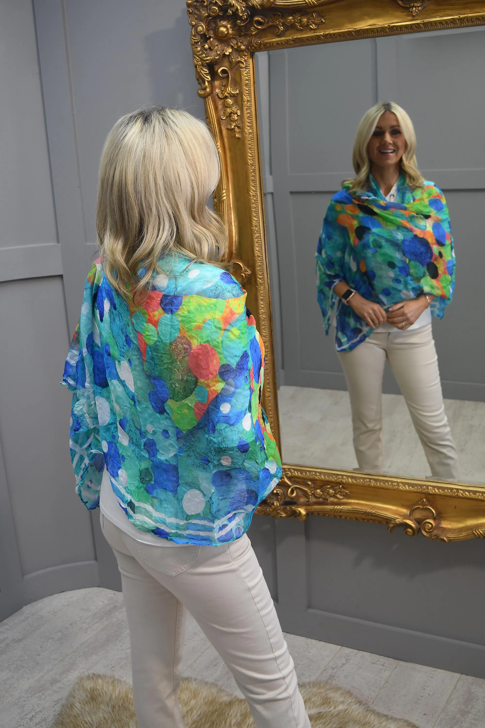 Dolcezza Multicolour Aquatic Mosaic Print Scarf- 24902