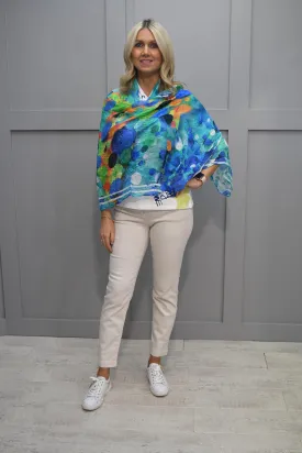 Dolcezza Multicolour Aquatic Mosaic Print Scarf- 24902