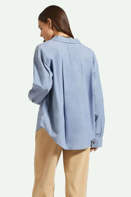 East Side Boxy LS Wvn| Light Chambray Blue