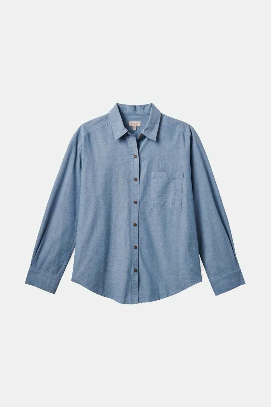 East Side L/S Boxy Woven Shirt - Light Chambray Blue