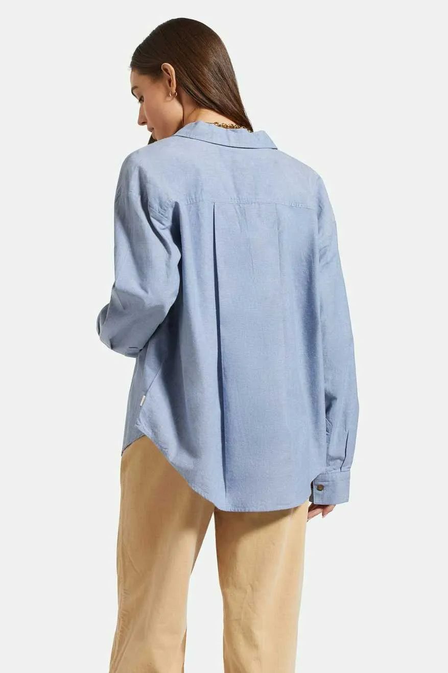 East Side L/S Boxy Woven Shirt - Light Chambray Blue