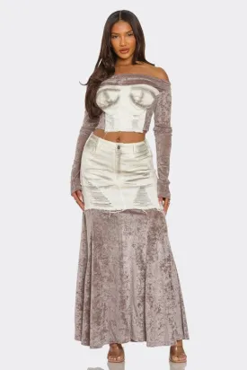 Everly Velvet-Denim Fusion Set