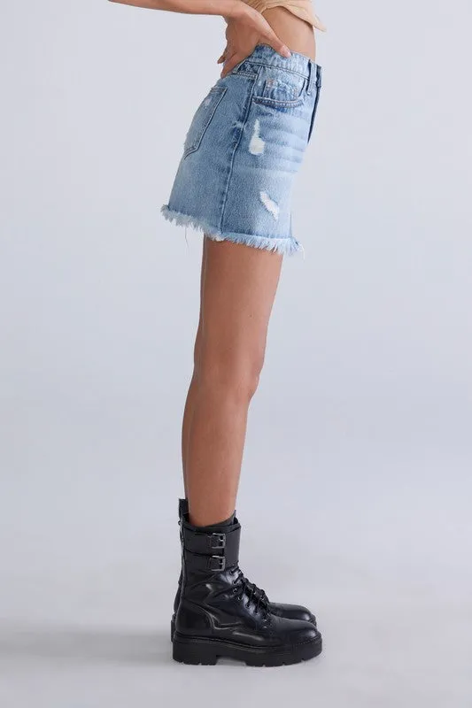 Eyes On You Medium Wash Denim Mini Skirt