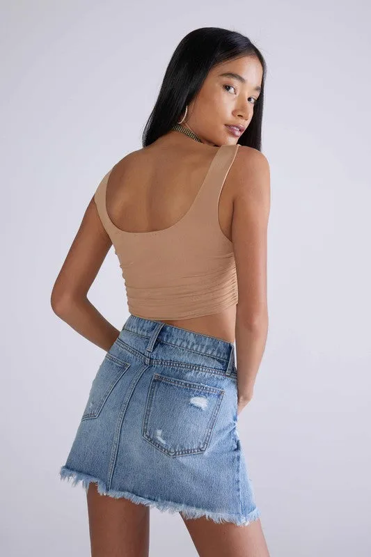 Eyes On You Medium Wash Denim Mini Skirt