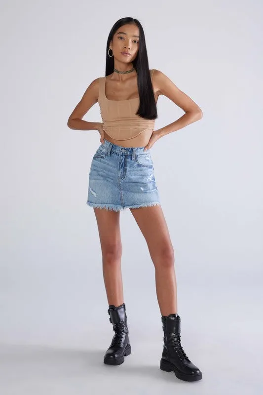 Eyes On You Medium Wash Denim Mini Skirt