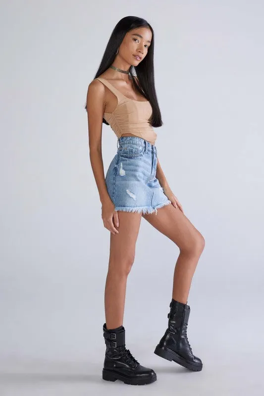 Eyes On You Medium Wash Denim Mini Skirt