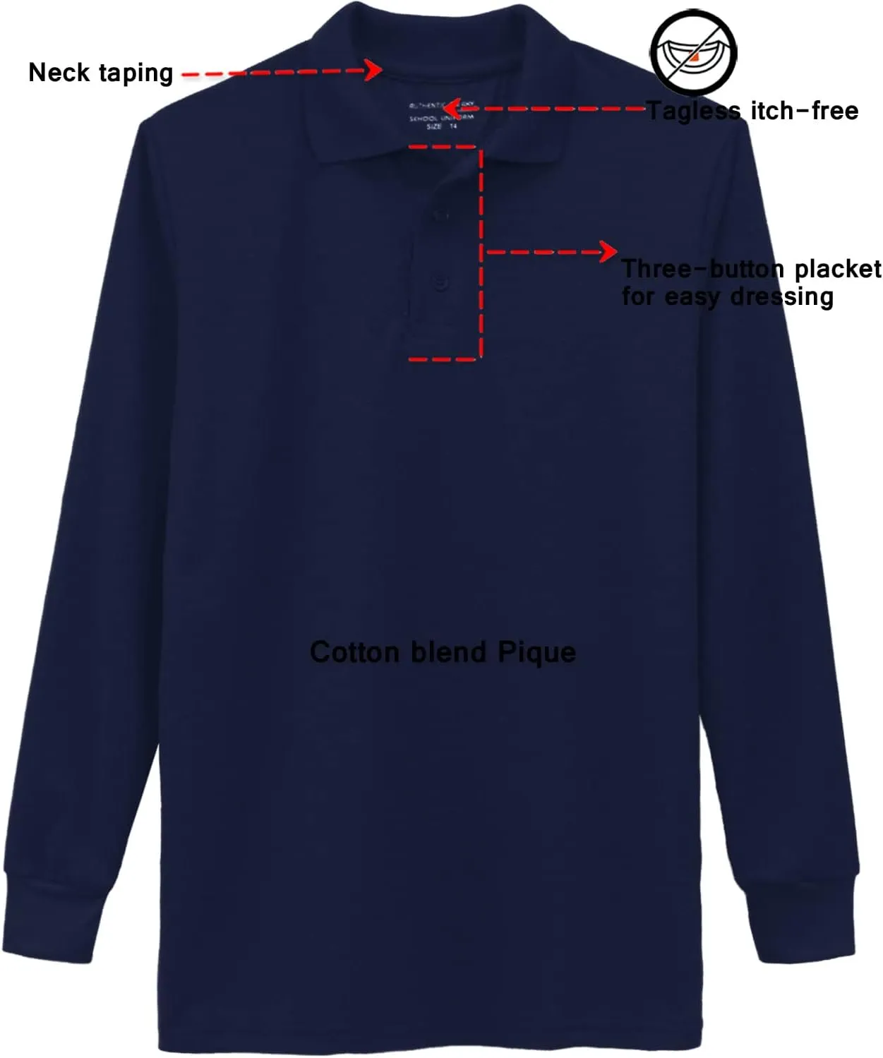 Galaxy by Harvic Boys Long Sleeve Polo Shirts