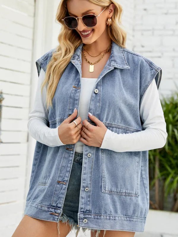 Giana New Denim Vest Summer Fashion Trend Denim Sleeveless Vest