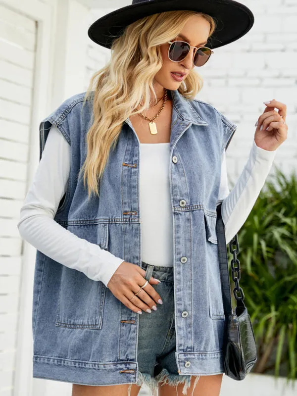 Giana New Denim Vest Summer Fashion Trend Denim Sleeveless Vest
