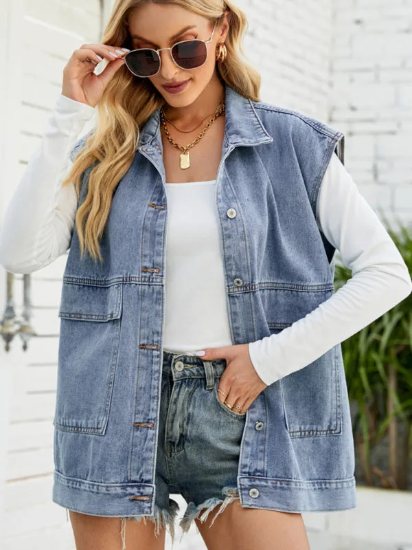 Giana New Denim Vest Summer Fashion Trend Denim Sleeveless Vest