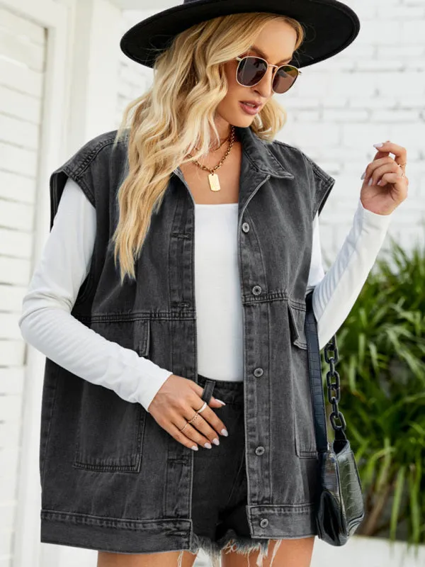 Giana New Denim Vest Summer Fashion Trend Denim Sleeveless Vest