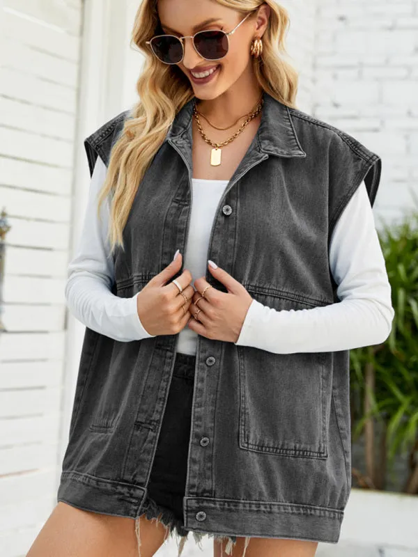 Giana New Denim Vest Summer Fashion Trend Denim Sleeveless Vest