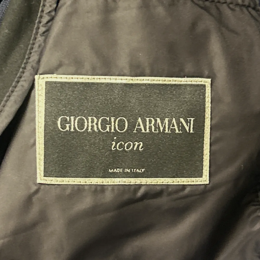 Giorgio Armani men's navy cupro double-breasted trench coat
