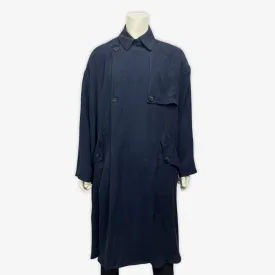 Giorgio Armani men's navy cupro double-breasted trench coat