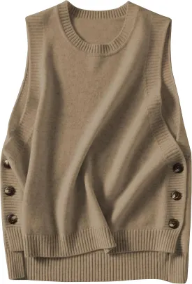 HangNiFang Women's Round Neck Sleeveless Pullover Ribbed Knit Sweater Vest Top