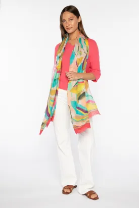 KINROSS CASHMERE - FLIRTY LEAVES SILK AND CASHMERE SCARF
