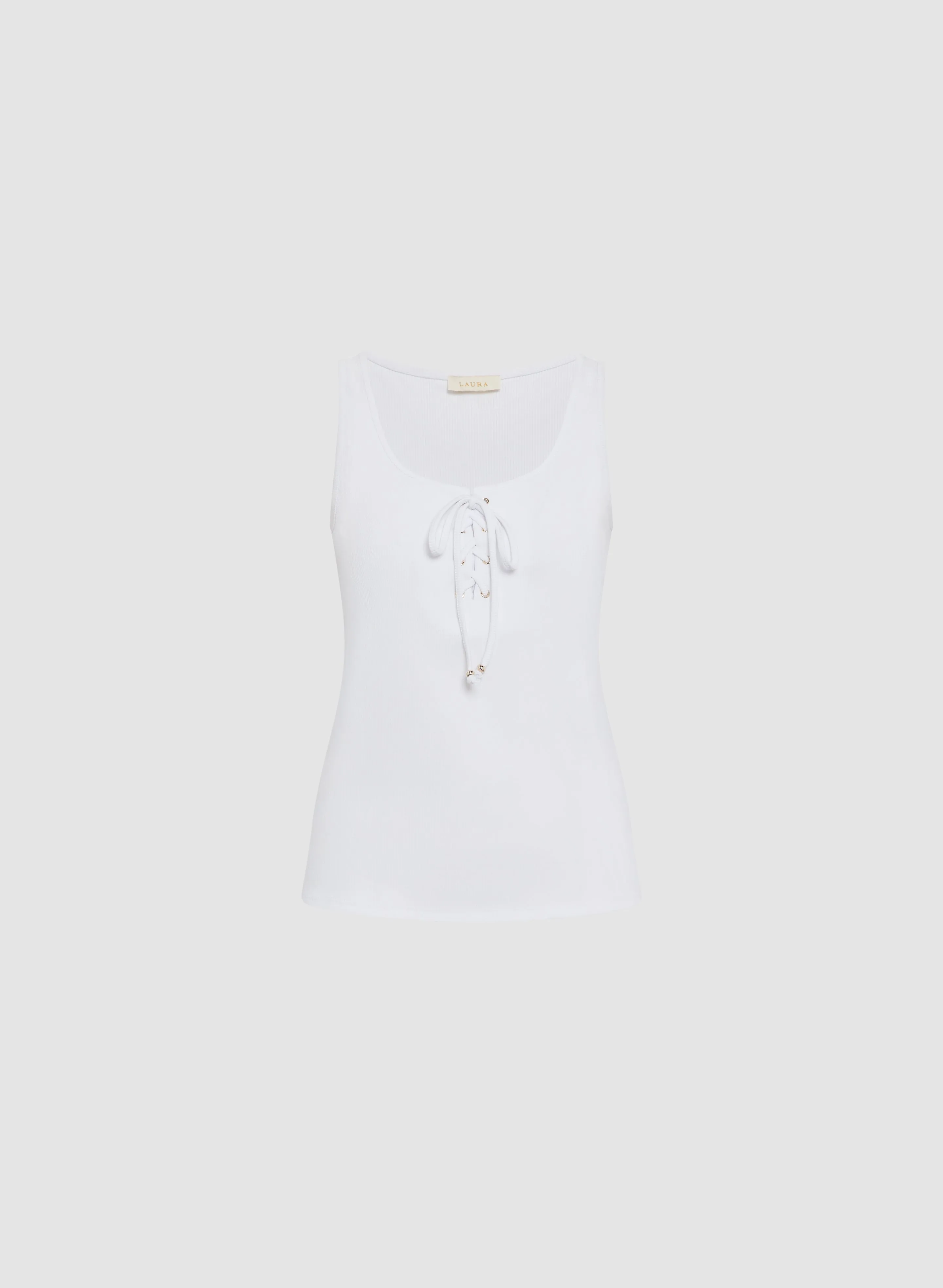 Lace-Up Ribbed Tank Top