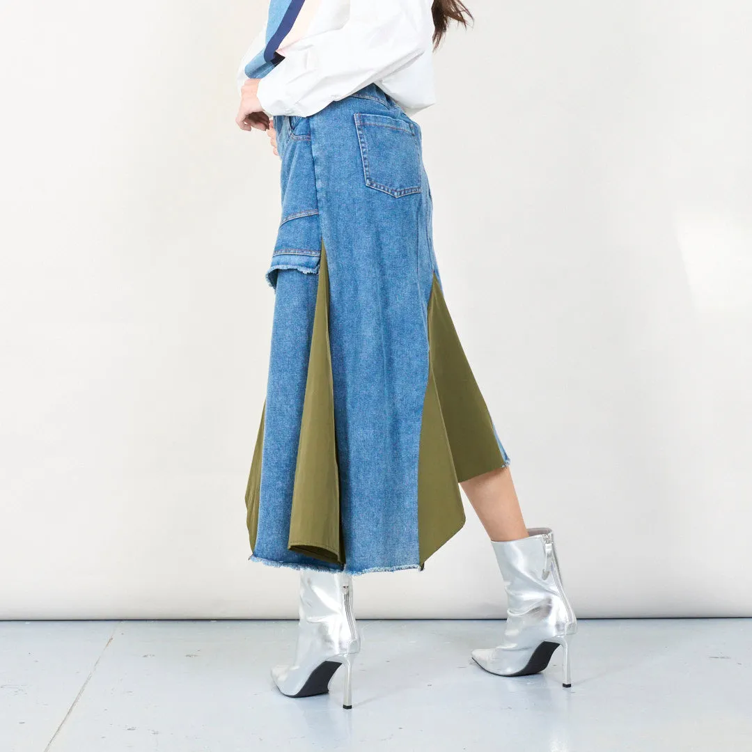 Layered asymmetrical denim skirt wholesale