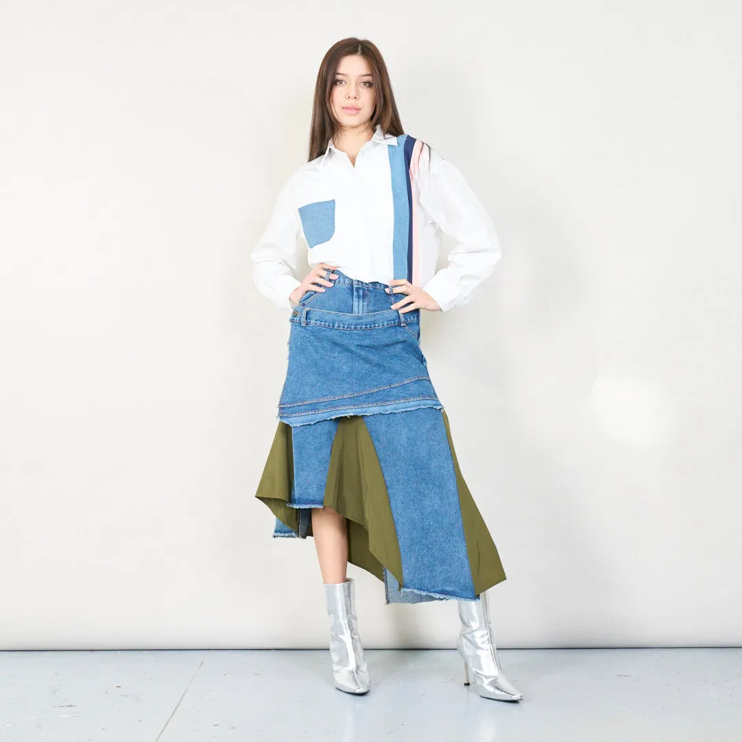 Layered asymmetrical denim skirt wholesale