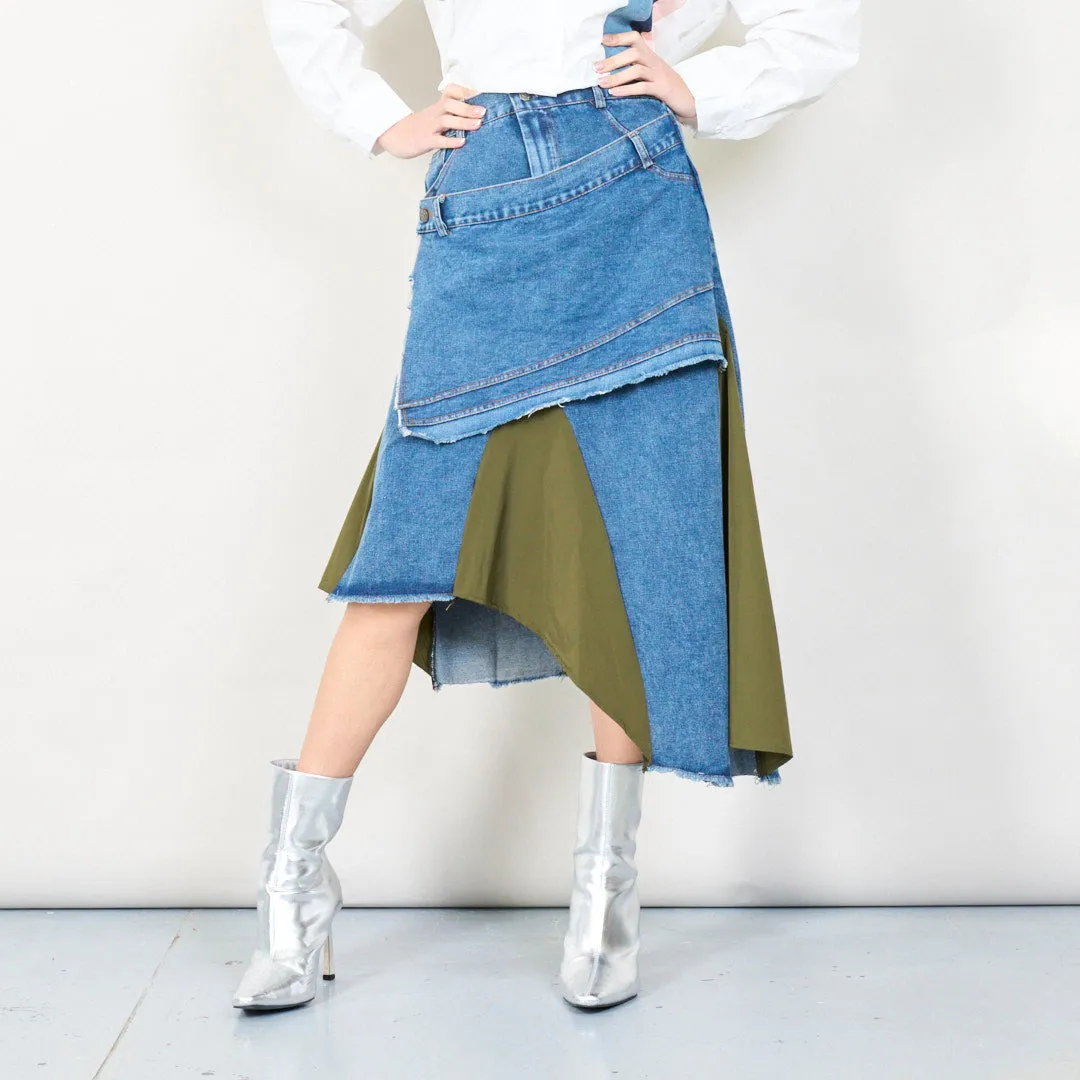 Layered asymmetrical denim skirt wholesale