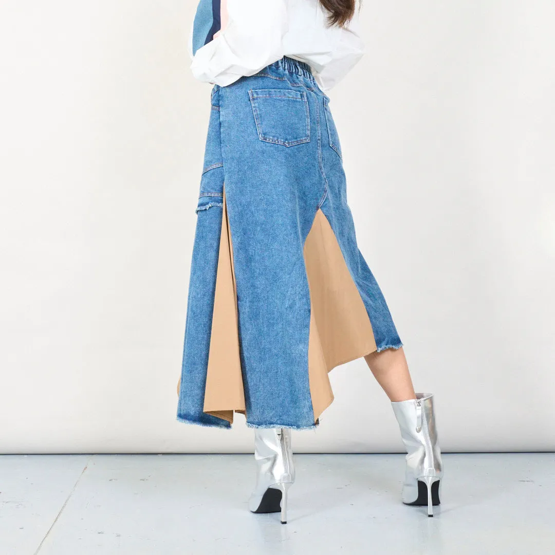 Layered asymmetrical denim skirt wholesale