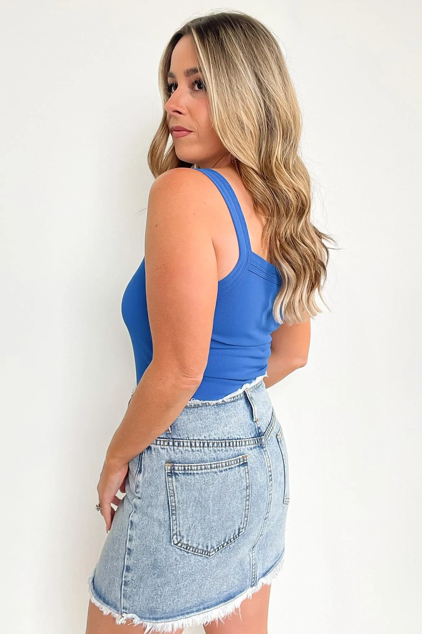Leonorah Raw Hem Denim Skirt