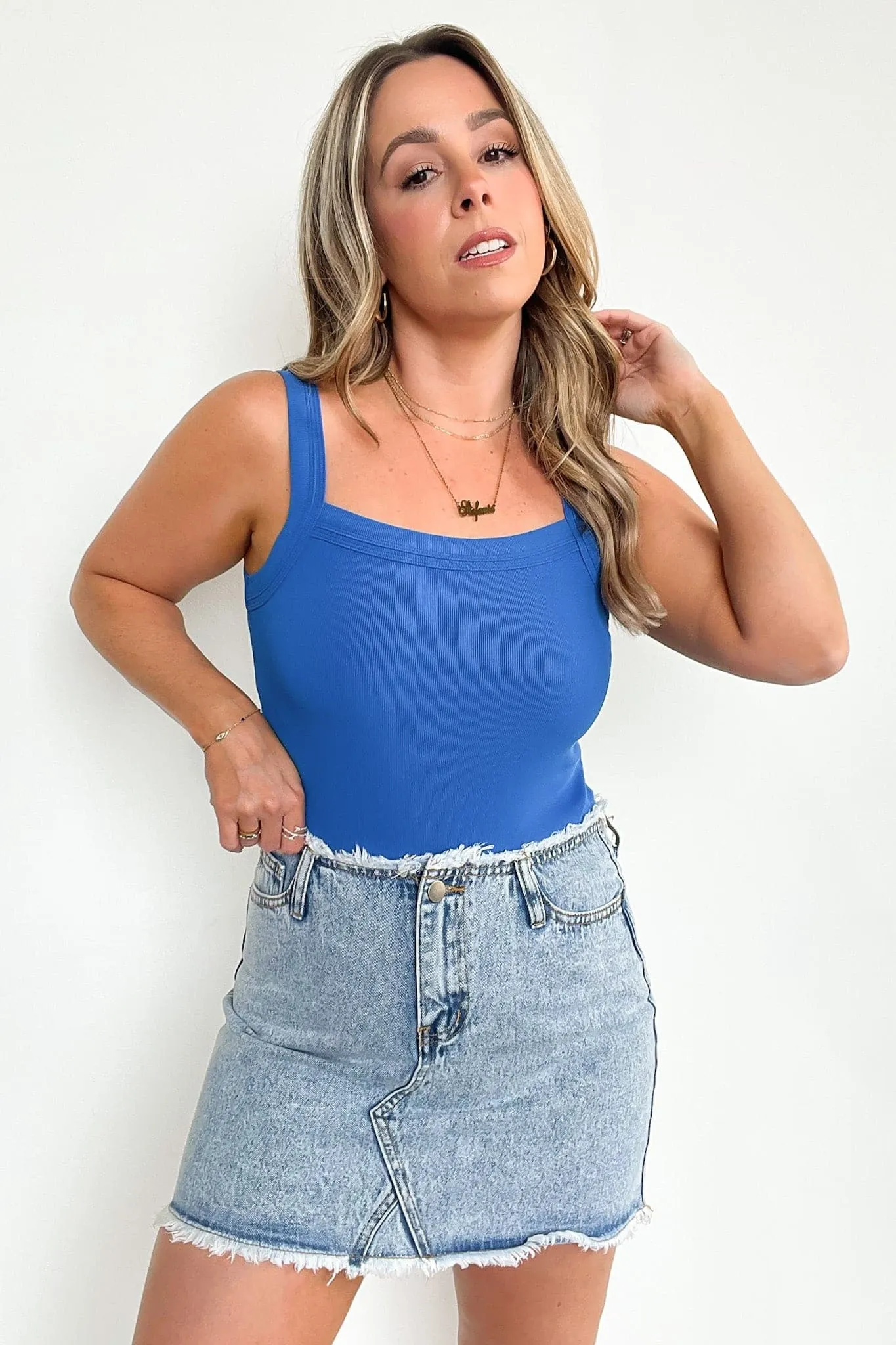 Leonorah Raw Hem Denim Skirt