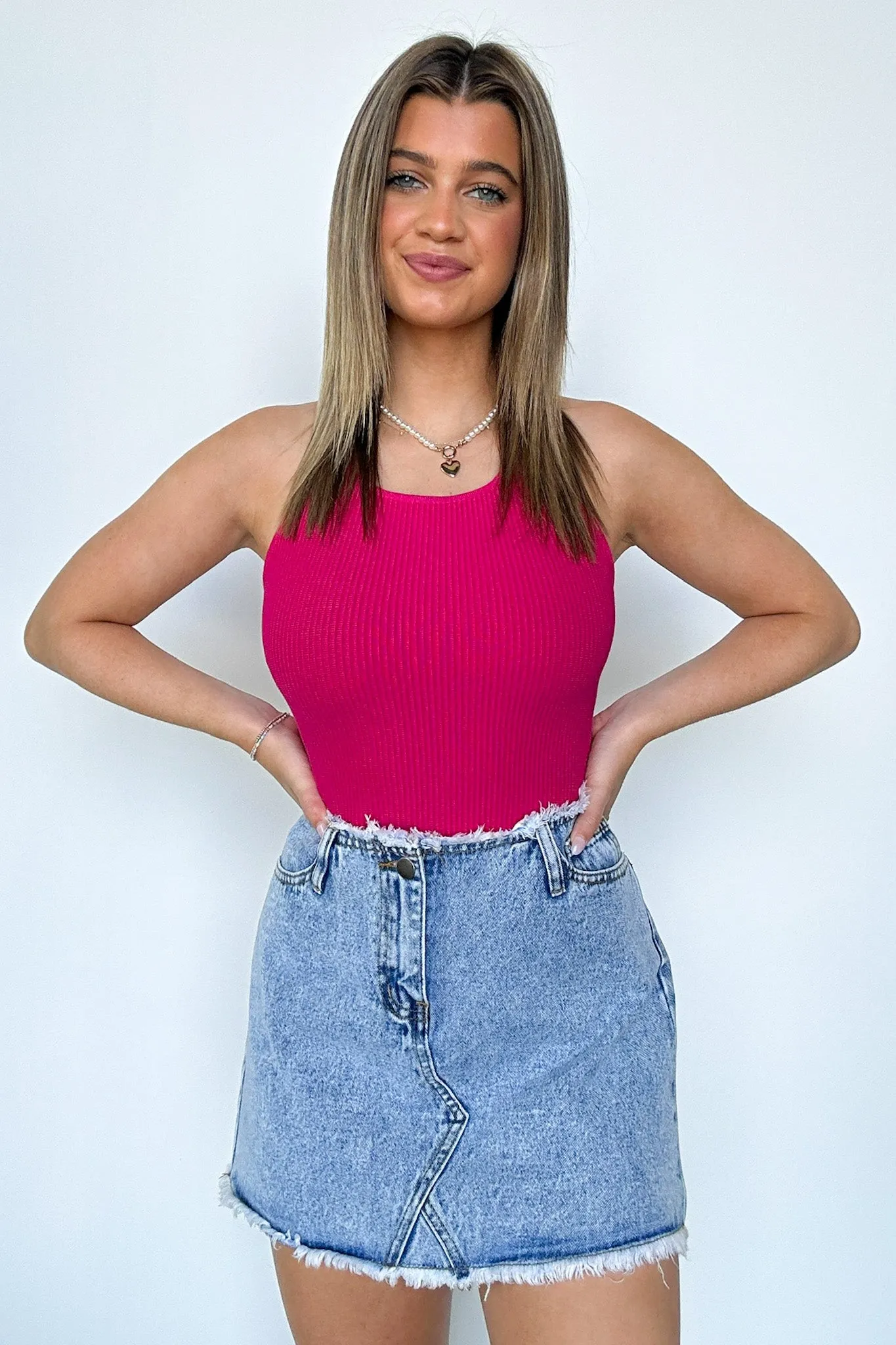 Leonorah Raw Hem Denim Skirt