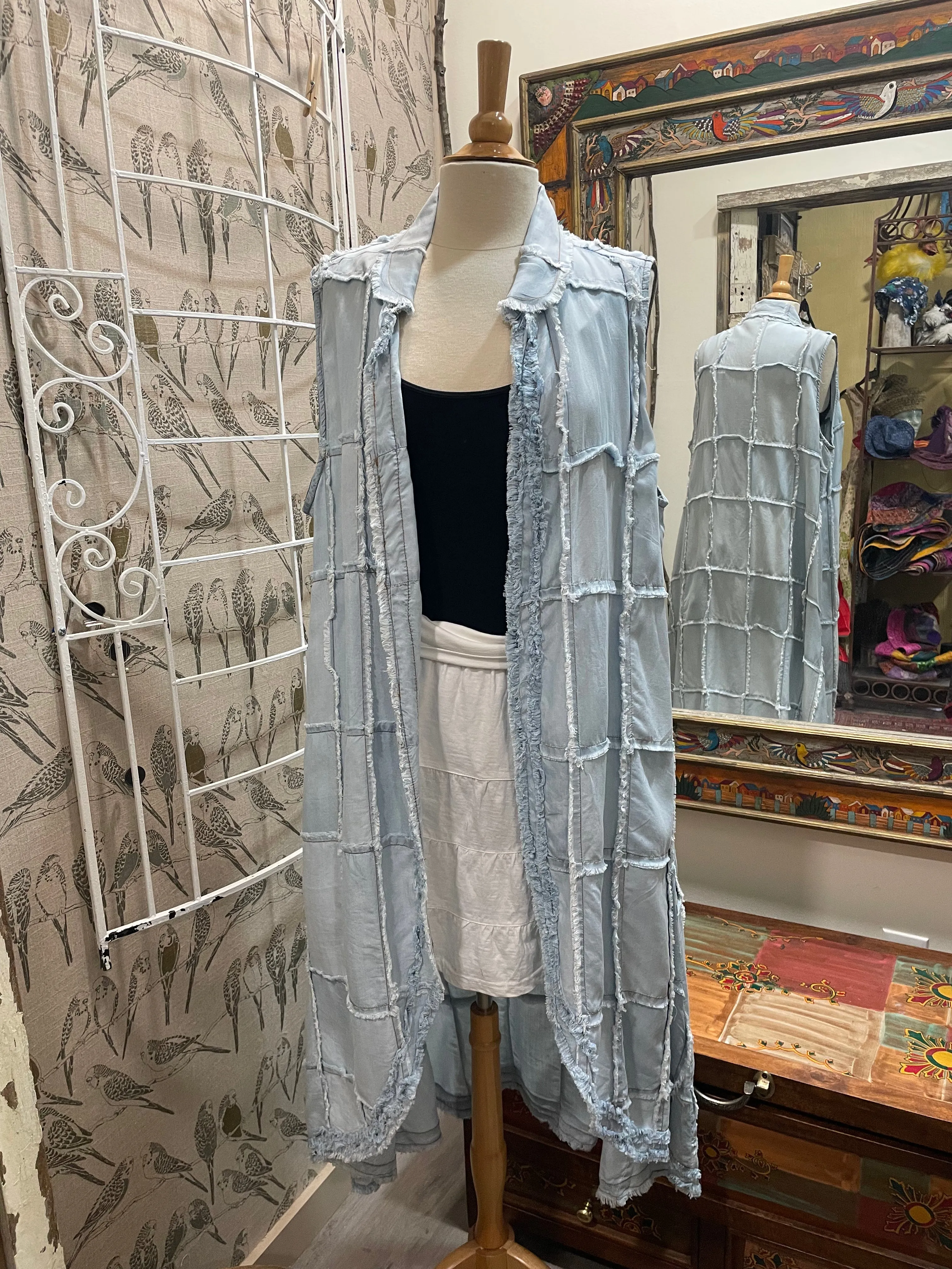 Light Denim Long Duster Jacket by The Paperlace