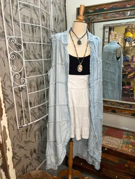 Light Denim Long Duster Jacket by The Paperlace