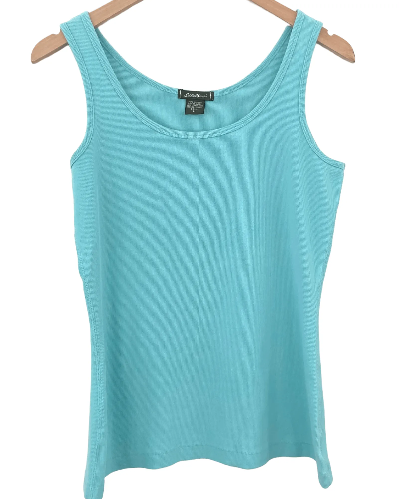 Light Spring Aqua Ribbed Tank Top