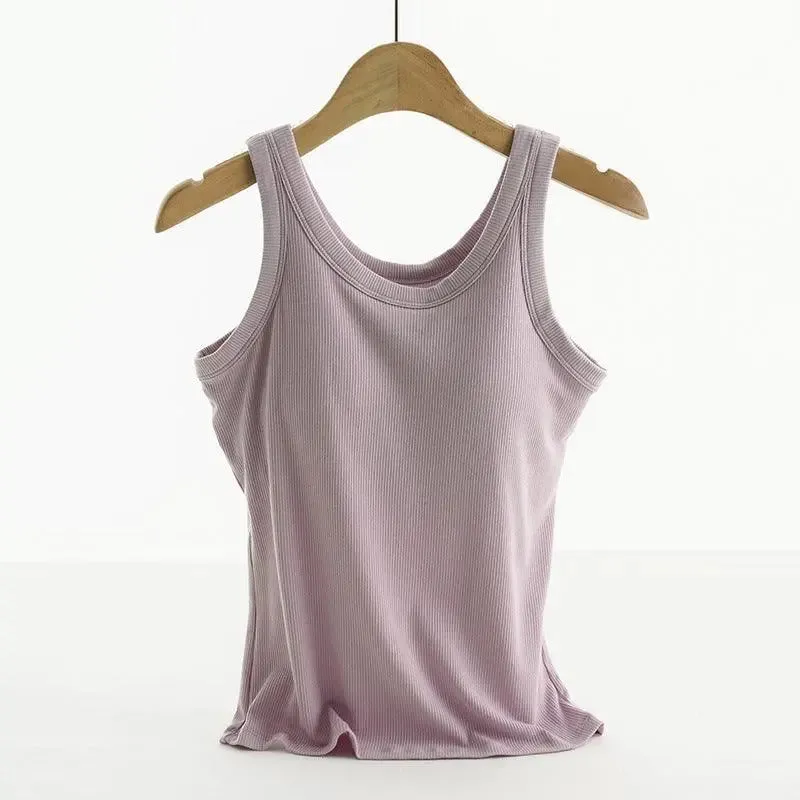 Little Addiction Basic Padded Ribbed Tank Top