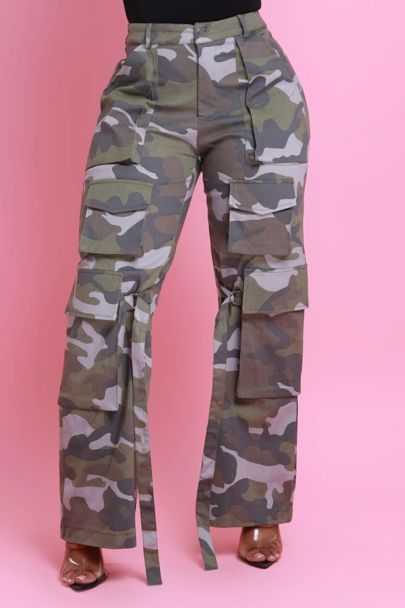 Major Sacrifice High Rise Cargo Pants - Olive Camouflage