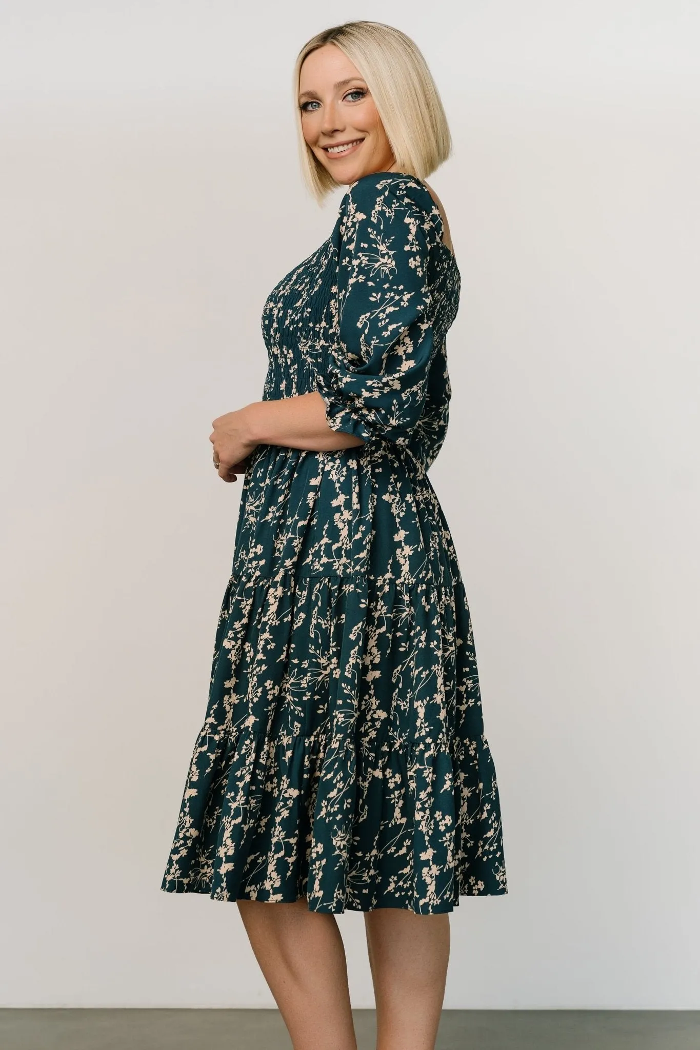 Marta Smocked Midi Dress | Topaz   Blush
