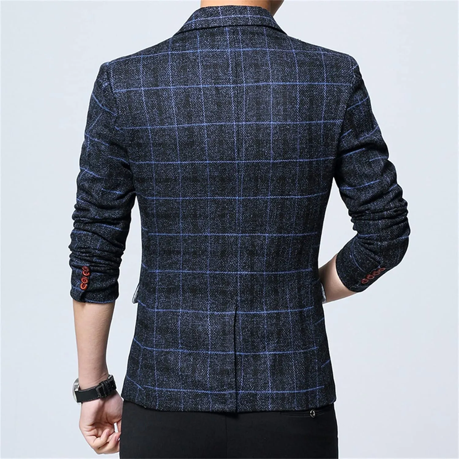 Men Casual Plaid Suit Jacket Checked One Button Regular Fit Slim Fit Blazer Lightweight Business Party Sport Coat