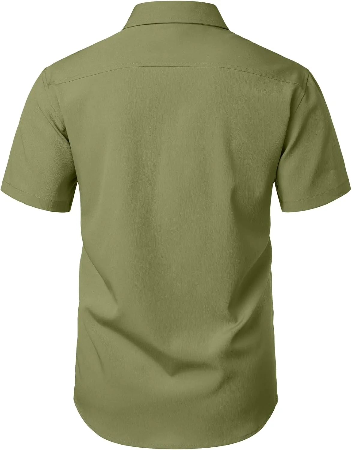 Men's Stretch Wrinkle Free Short Sleeve Texture Shirt Summer Lightweight Button Down Shirts for Beach Vacation