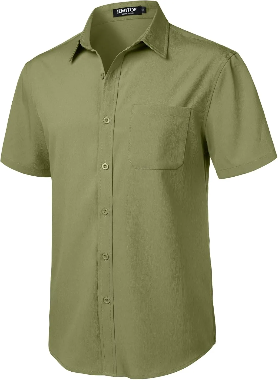 Men's Stretch Wrinkle Free Short Sleeve Texture Shirt Summer Lightweight Button Down Shirts for Beach Vacation