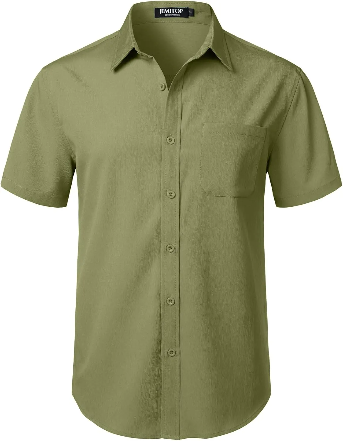 Men's Stretch Wrinkle Free Short Sleeve Texture Shirt Summer Lightweight Button Down Shirts for Beach Vacation