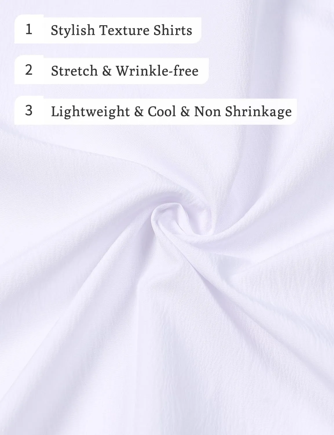 Men's Stretch Wrinkle Free Short Sleeve Texture Shirt Summer Lightweight Button Down Shirts for Beach Vacation