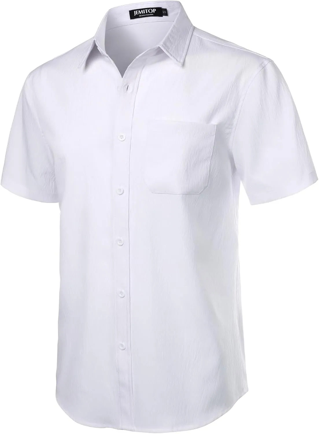 Men's Stretch Wrinkle Free Short Sleeve Texture Shirt Summer Lightweight Button Down Shirts for Beach Vacation