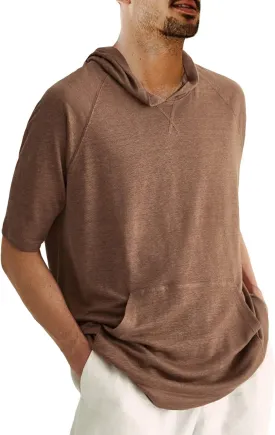 Men's Thin Hooded T Shirt Sweatshirts Short Sleeve Cool Solid Color Pullover Hoodies with Kangaroo Pockets