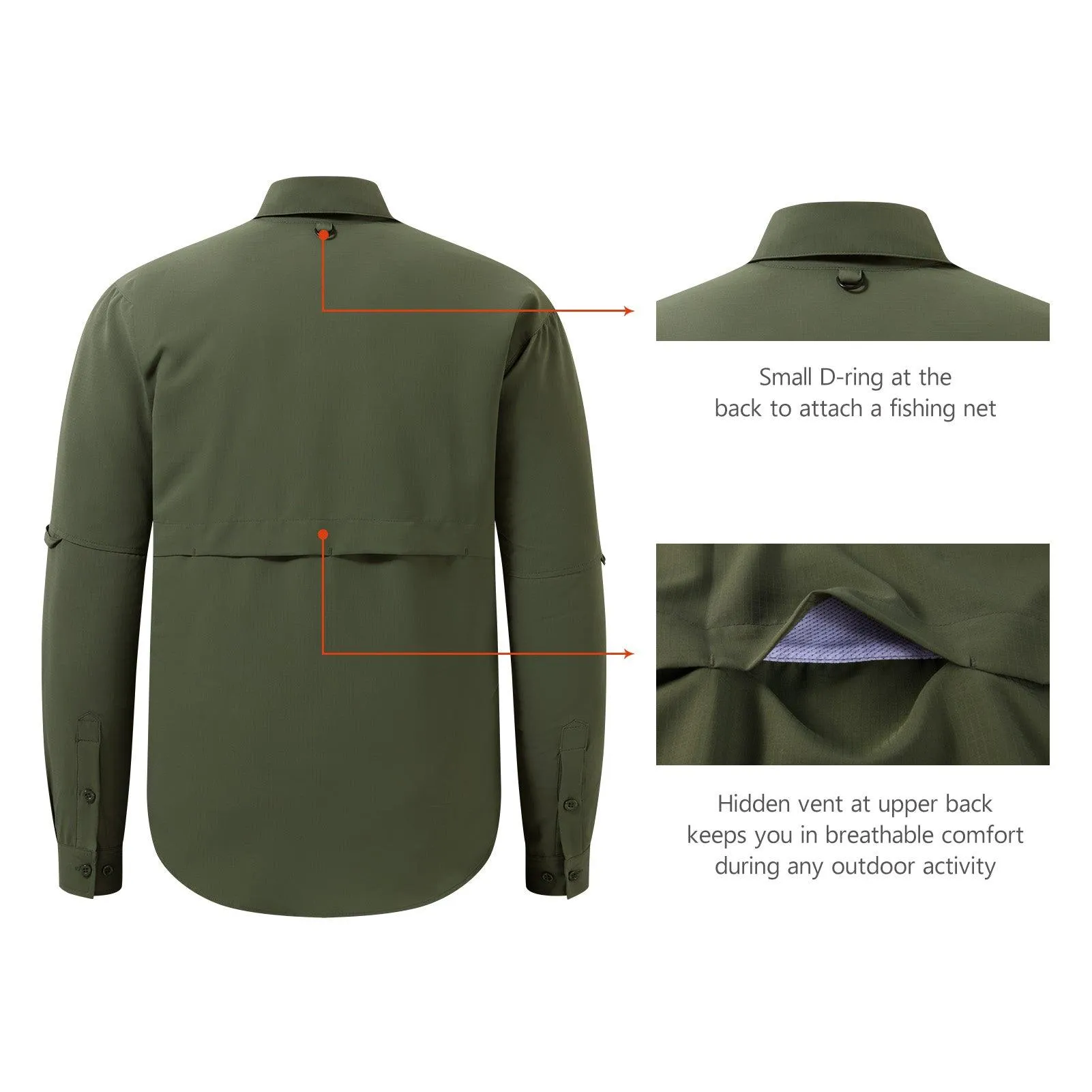 Men's UPF 50  Long Sleeve Fishing Button Down Shirt FS21M NEW COLOR