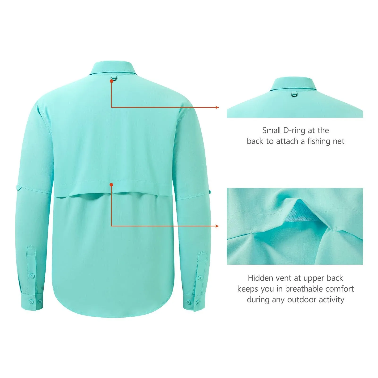 Men's UPF 50  Long Sleeve Fishing Button Down Shirt FS21M NEW COLOR