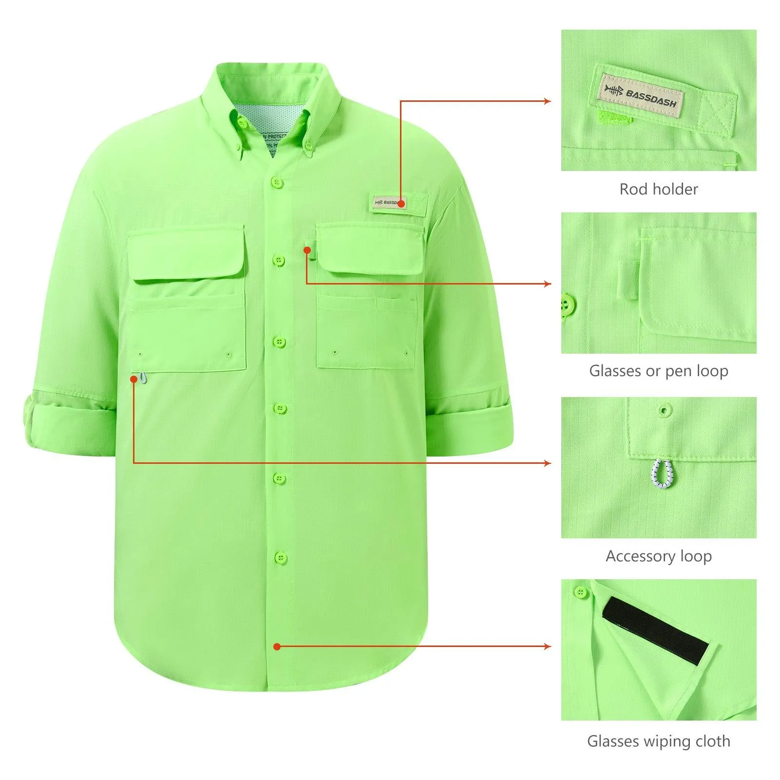 Men's UPF 50  Long Sleeve Fishing Button Down Shirt FS21M NEW COLOR