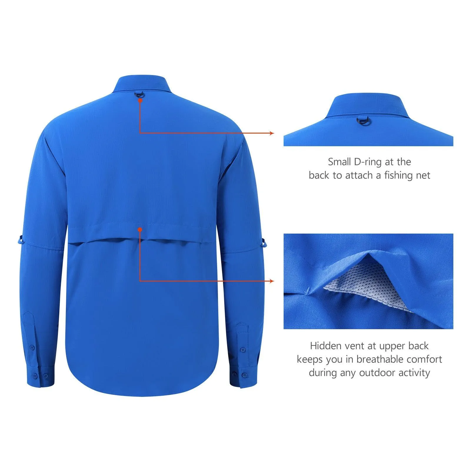 Men's UPF 50  Long Sleeve Fishing Button Down Shirt FS21M NEW COLOR
