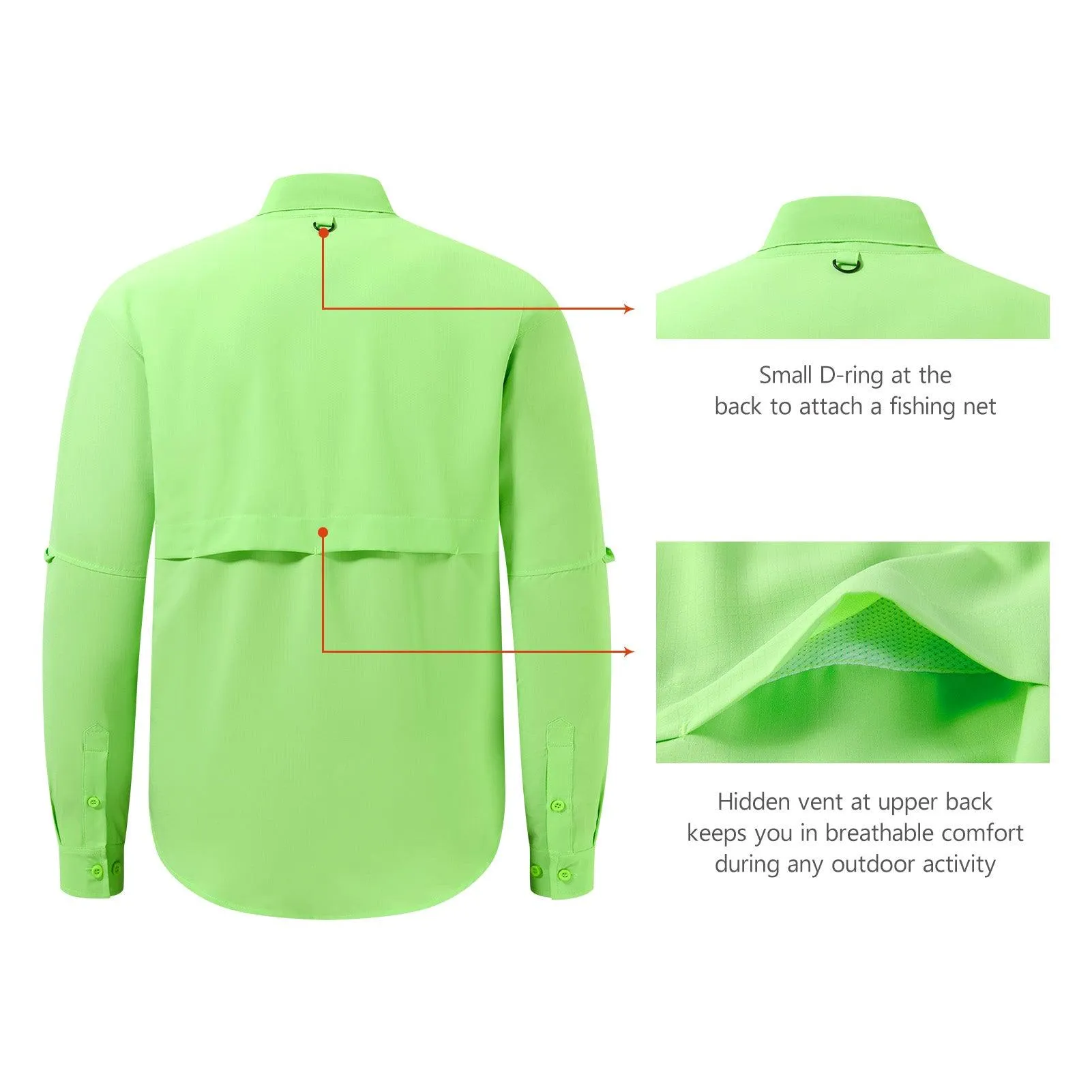 Men's UPF 50  Long Sleeve Fishing Button Down Shirt FS21M NEW COLOR