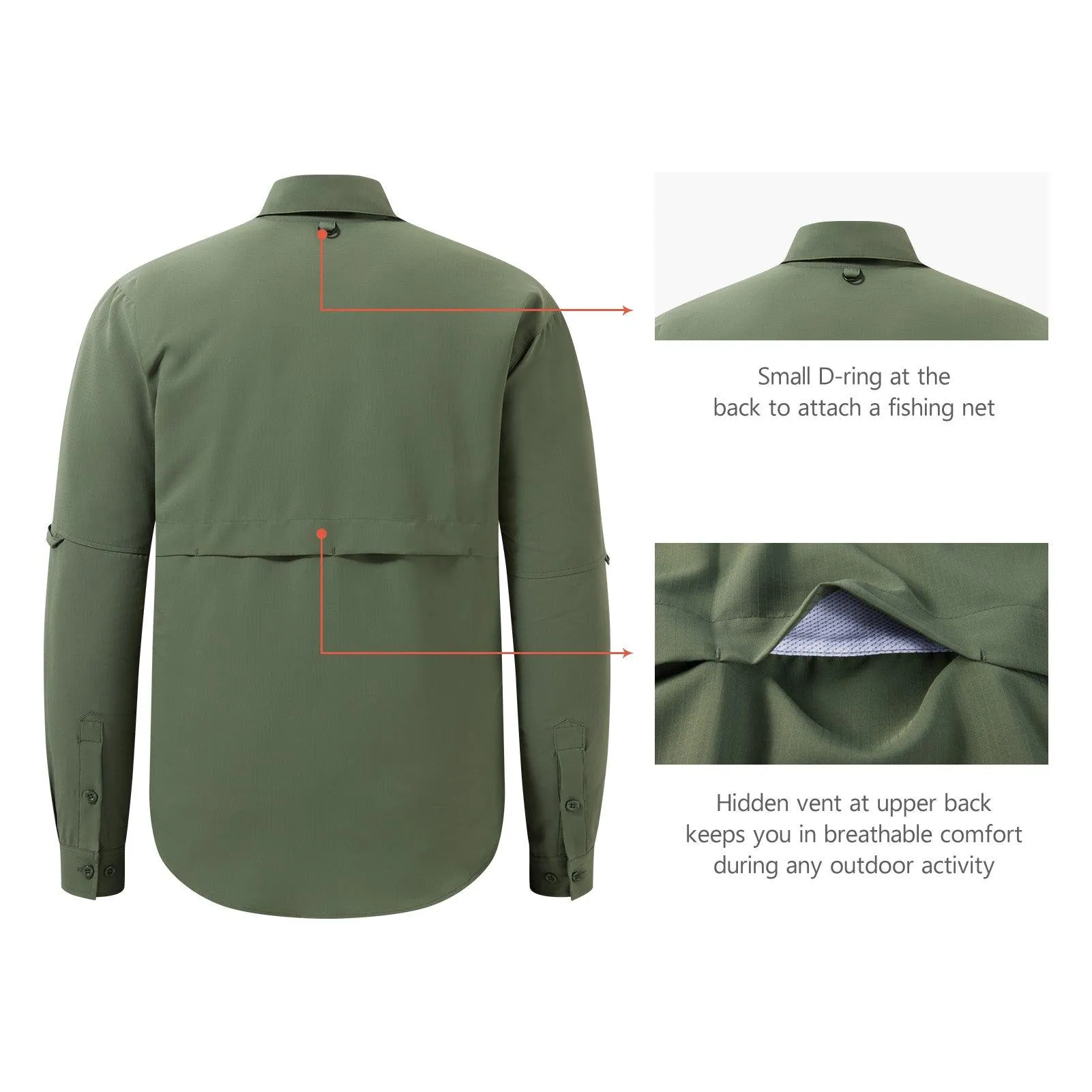 Men's UPF 50  Long Sleeve Fishing Button Down Shirt FS21M NEW COLOR