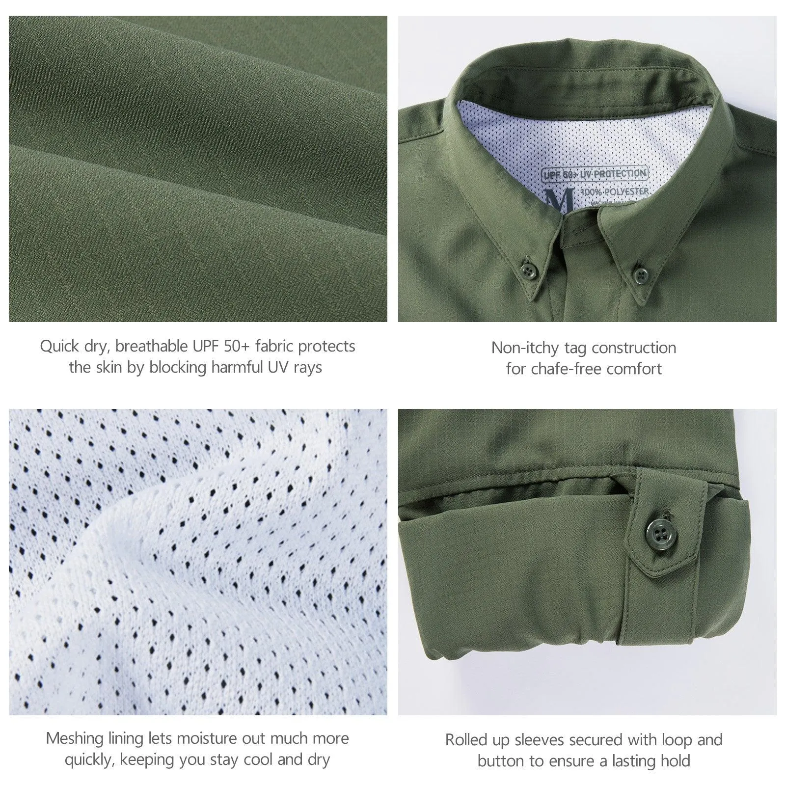 Men's UPF 50  Long Sleeve Fishing Button Down Shirt FS21M NEW COLOR