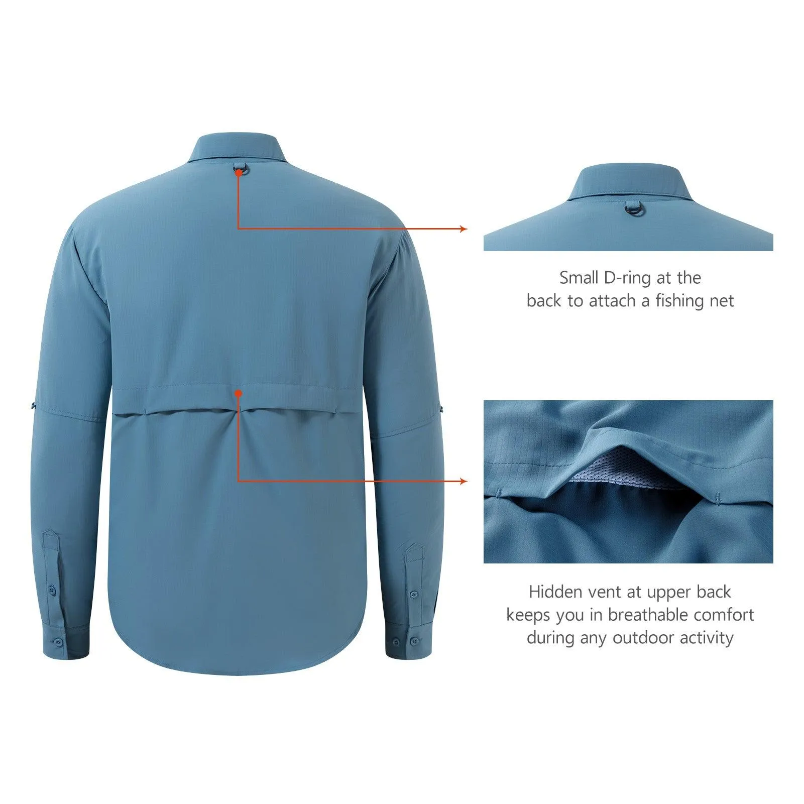 Men's UPF 50  Long Sleeve Fishing Button Down Shirt FS21M NEW COLOR