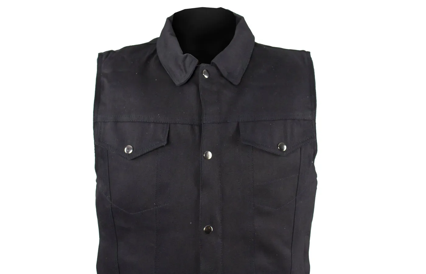 Men's Zippered Black Denim Club Vest